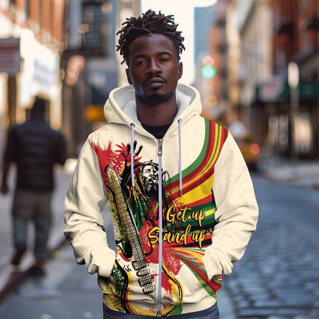 Reggae Soul B.Marley Grungy Zip Hoodie Get Up Stand Up - Wonder Print Shop