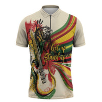 Reggae Soul B.Marley Grungy Zipper Polo Shirt Get Up Stand Up - Wonder Print Shop
