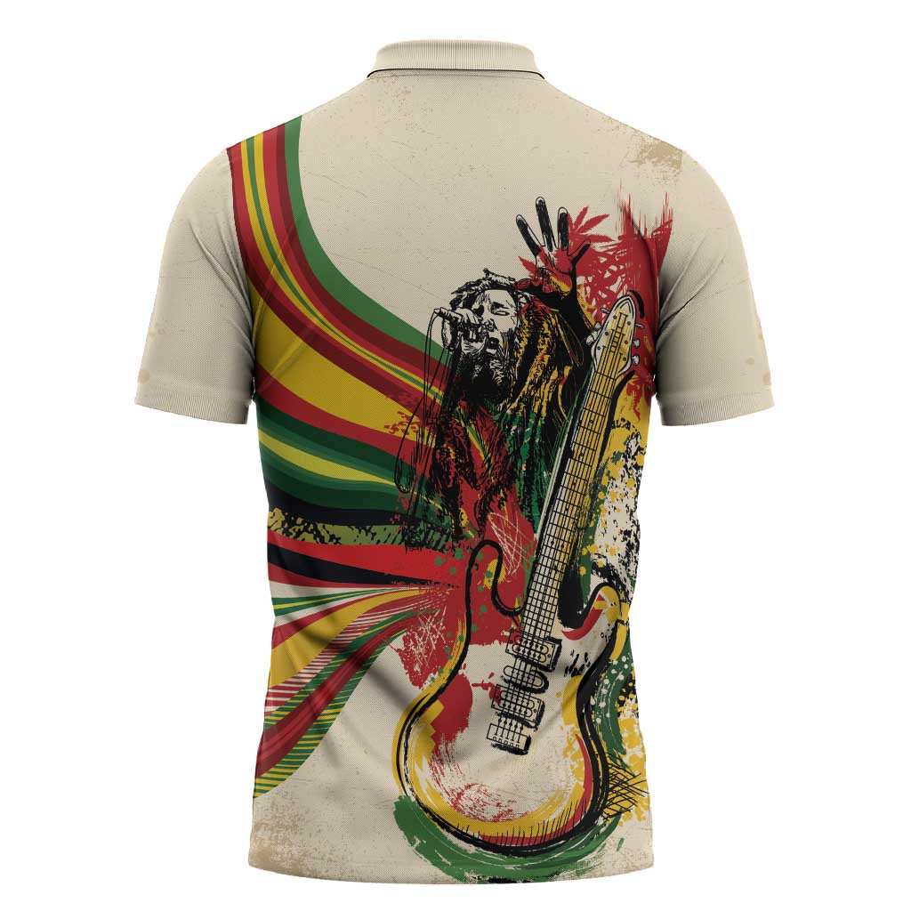 Reggae Soul B.Marley Grungy Zipper Polo Shirt Get Up Stand Up - Wonder Print Shop