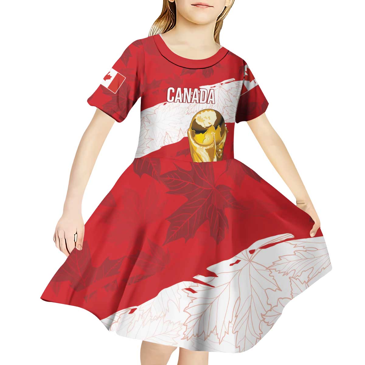 Canada WC2026 Soccer Custom Kid Short Sleeve Dress Les Rouges