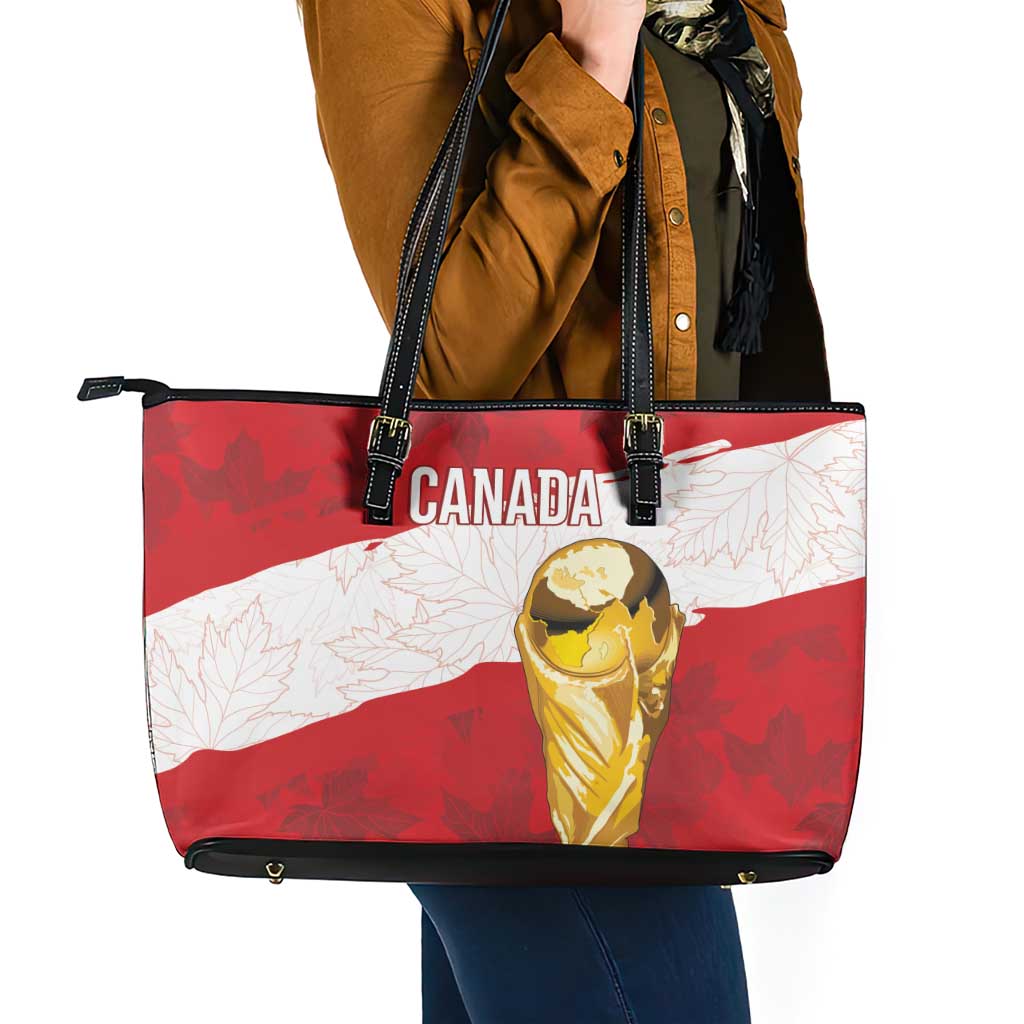 Canada WC2026 Soccer Leather Tote Bag Les Rouges