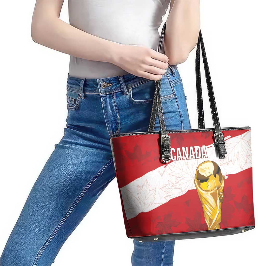 Canada WC2026 Soccer Leather Tote Bag Les Rouges