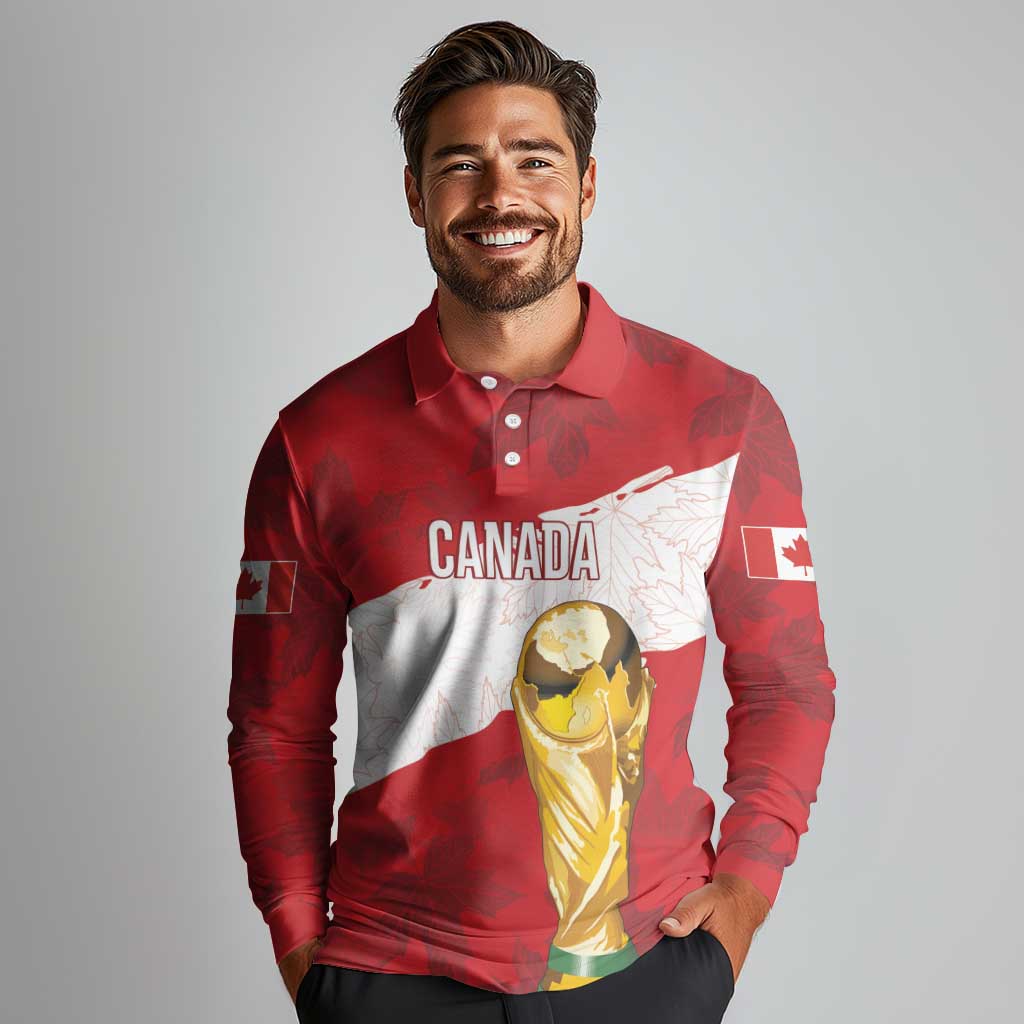 Canada WC2026 Soccer Custom Long Sleeve Polo Shirt Les Rouges