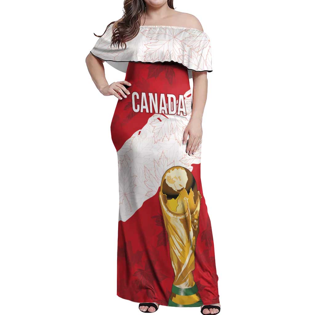 Canada WC2026 Soccer Custom Off Shoulder Maxi Dress Les Rouges