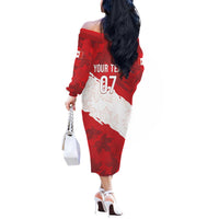 Canada WC2026 Soccer Custom Off The Shoulder Long Sleeve Dress Les Rouges
