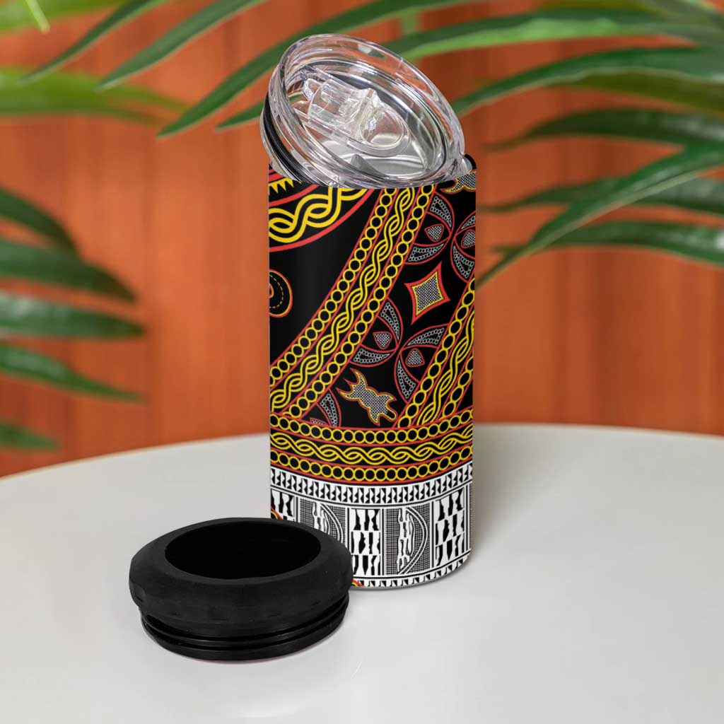 Cameroon Bamenda Toghu Inspired 4 in 1 Can Cooler Tumbler Classic Motifs