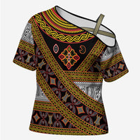 Cameroon Bamenda Toghu Inspired Cross Shoulder Shirt Classic Motifs