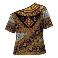 Cameroon Bamenda Toghu Inspired Cross Shoulder Shirt Classic Motifs