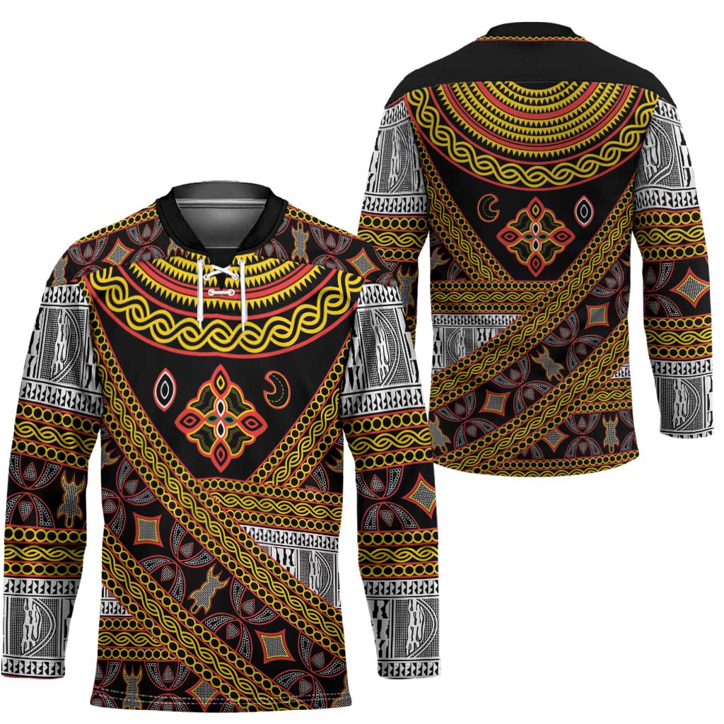 Cameroon Bamenda Toghu Inspired Hockey Jersey Classic Motifs