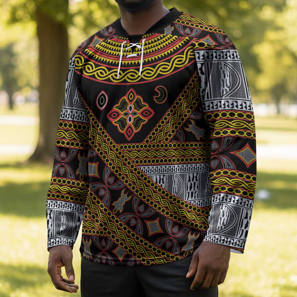 Cameroon Bamenda Toghu Inspired Hockey Jersey Classic Motifs