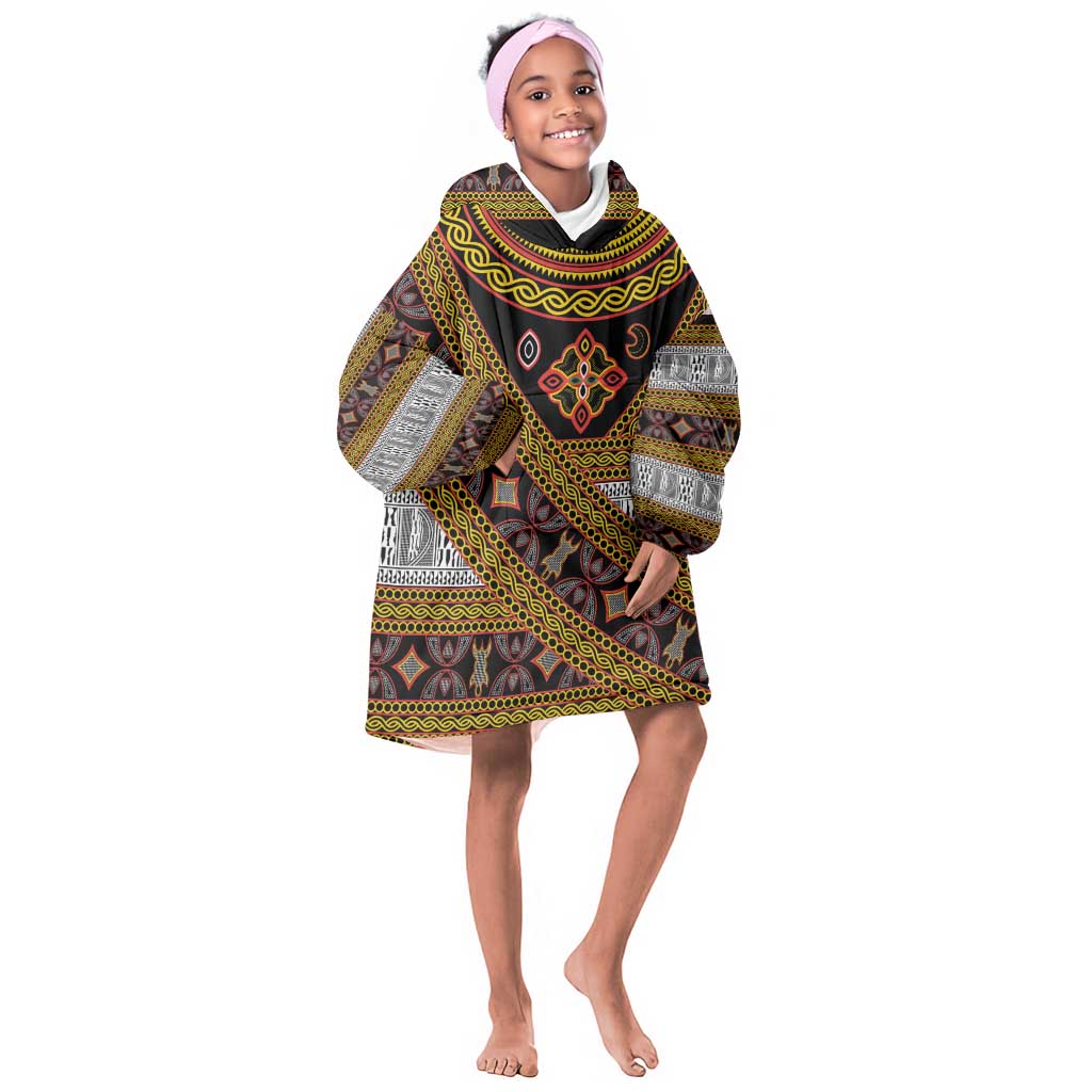 Cameroon Bamenda Toghu Inspired Kid Wearable Blanket Hoodie Classic Motifs