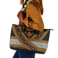 Cameroon Bamenda Toghu Inspired Leather Tote Bag Classic Motifs