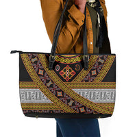 Cameroon Bamenda Toghu Inspired Leather Tote Bag Classic Motifs