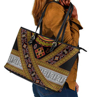 Cameroon Bamenda Toghu Inspired Leather Tote Bag Classic Motifs