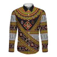 Cameroon Bamenda Toghu Inspired Long Sleeve Button Shirt Classic Motifs