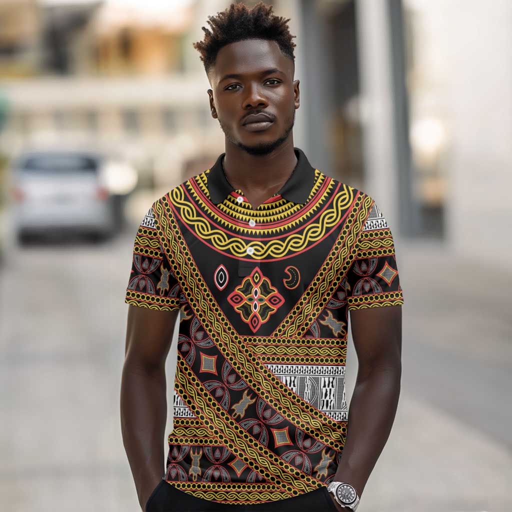 Cameroon Bamenda Toghu Inspired Polo Shirt Classic Motifs