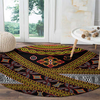 Cameroon Bamenda Toghu Inspired Round Carpet Classic Motifs