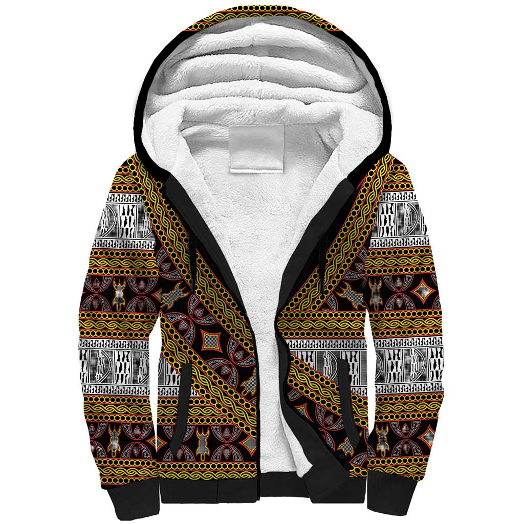 Cameroon Bamenda Toghu Inspired Sherpa Hoodie Classic Motifs