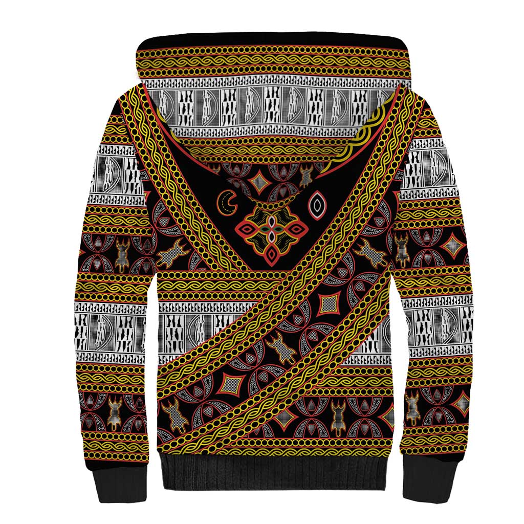 Cameroon Bamenda Toghu Inspired Sherpa Hoodie Classic Motifs