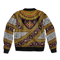 Cameroon Bamenda Toghu Inspired Sleeve Zip Bomber Jacket Classic Motifs