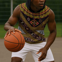 Cameroon Bamenda Toghu Inspired Sleeveless Hoodie Classic Motifs
