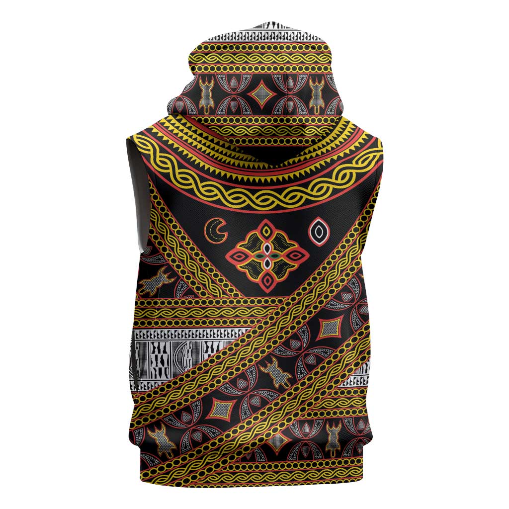 Cameroon Bamenda Toghu Inspired Sleeveless Zip Hoodie Classic Motifs