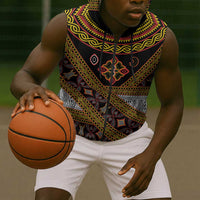 Cameroon Bamenda Toghu Inspired Sleeveless Zip Hoodie Classic Motifs