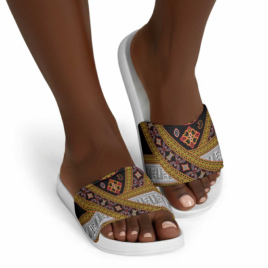 Cameroon Bamenda Toghu Inspired Slide Sandals Classic Motifs