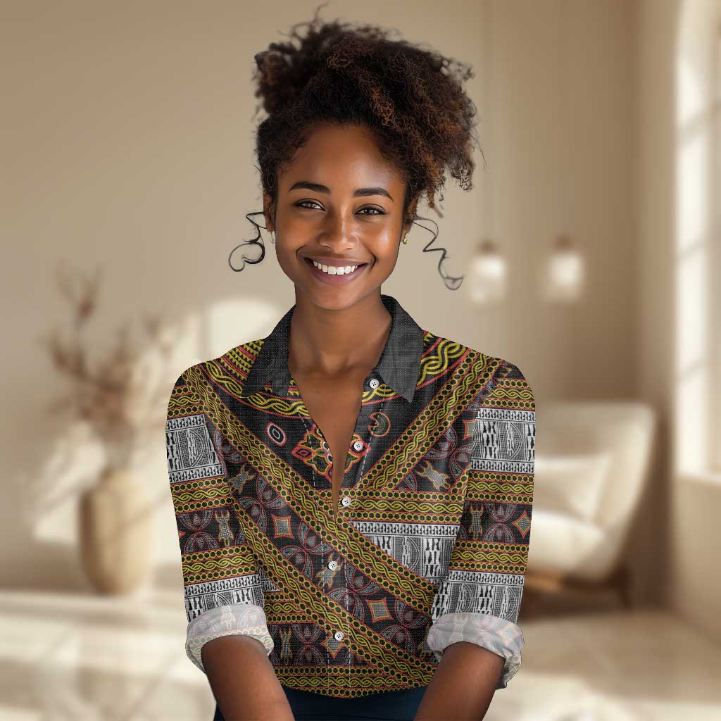 Cameroon Bamenda Toghu Inspired Women Casual Shirt Classic Motifs