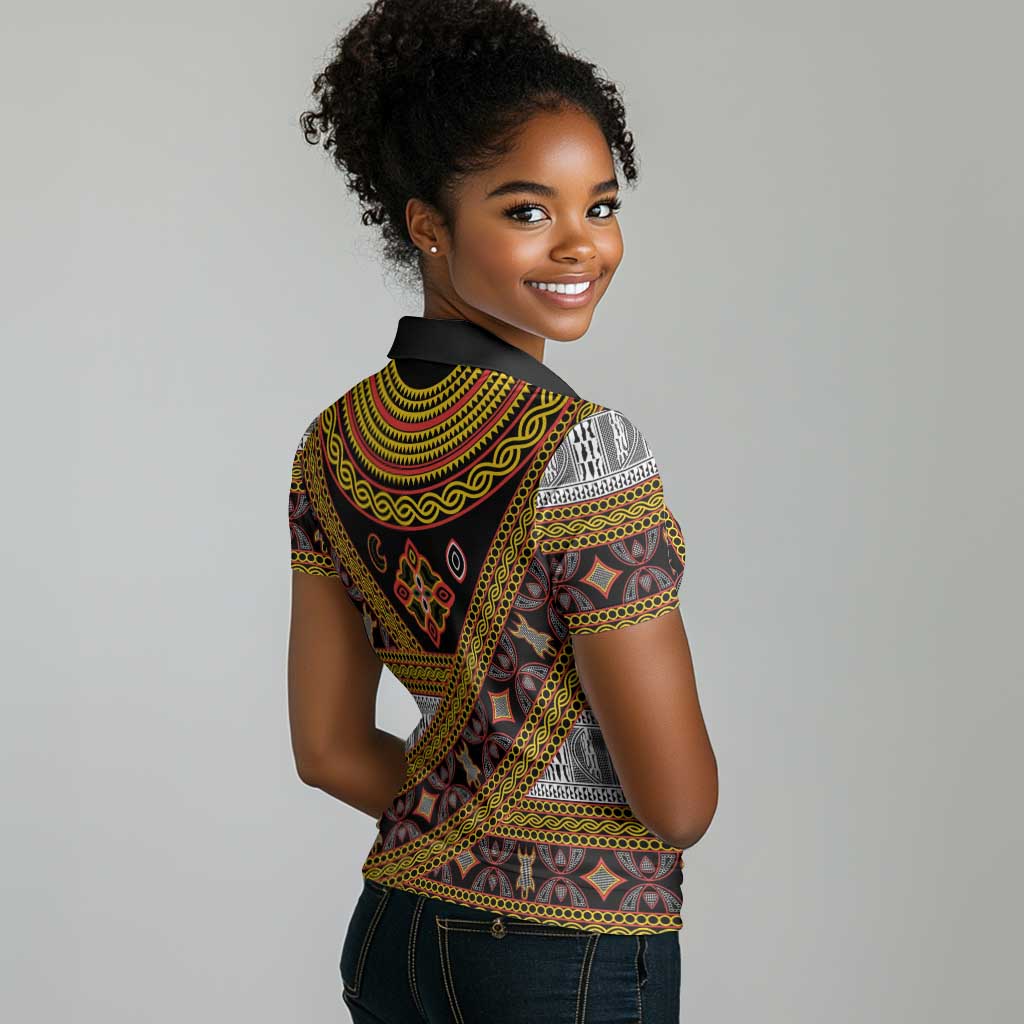 Cameroon Bamenda Toghu Inspired Women Polo Shirt Classic Motifs