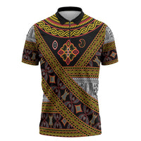 Cameroon Bamenda Toghu Inspired Zipper Polo Shirt Classic Motifs