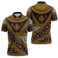 Cameroon Bamenda Toghu Inspired Zipper Polo Shirt Classic Motifs