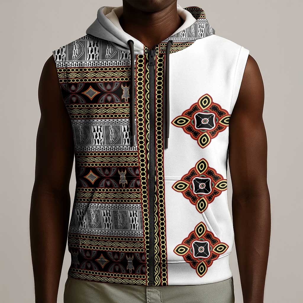 Cameroon Ndop Atoghu Inspired Sleeveless Zip Hoodie