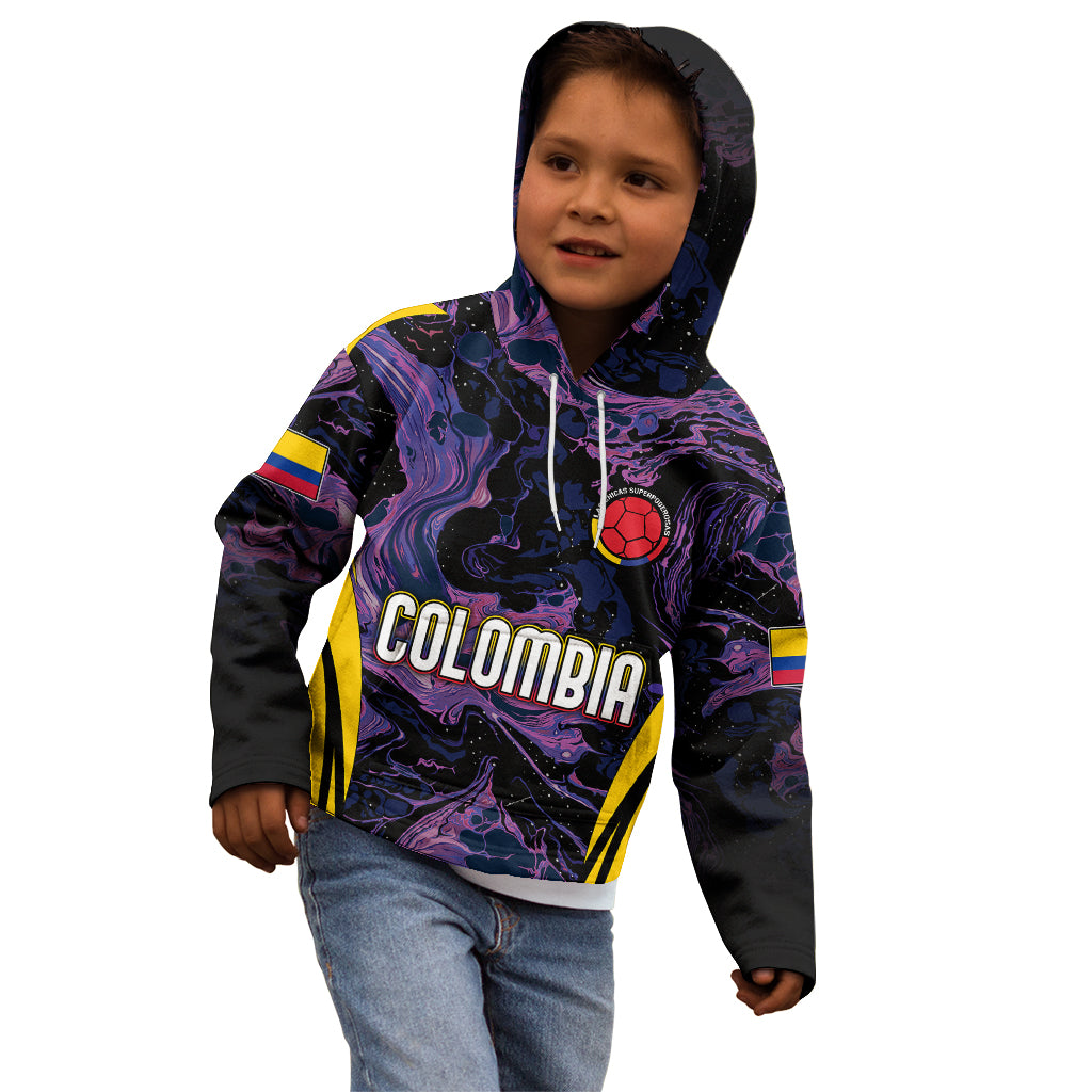 Personalised Colombia Football Kid Hoodie World Cup 2023 Cano Cristales River Style - Wonder Print Shop