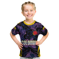 Personalised Colombia Football Kid T Shirt World Cup 2023 Cano Cristales River Style - Wonder Print Shop
