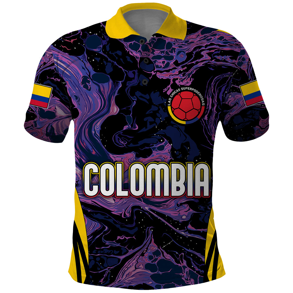 Personalised Colombia Football Polo Shirt World Cup 2023 Cano Cristales River Style - Wonder Print Shop