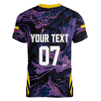 Personalised Colombia Football Women V Neck T Shirt World Cup 2023 Cano Cristales River Style - Wonder Print Shop