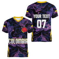 Personalised Colombia Football Women V Neck T Shirt World Cup 2023 Cano Cristales River Style - Wonder Print Shop