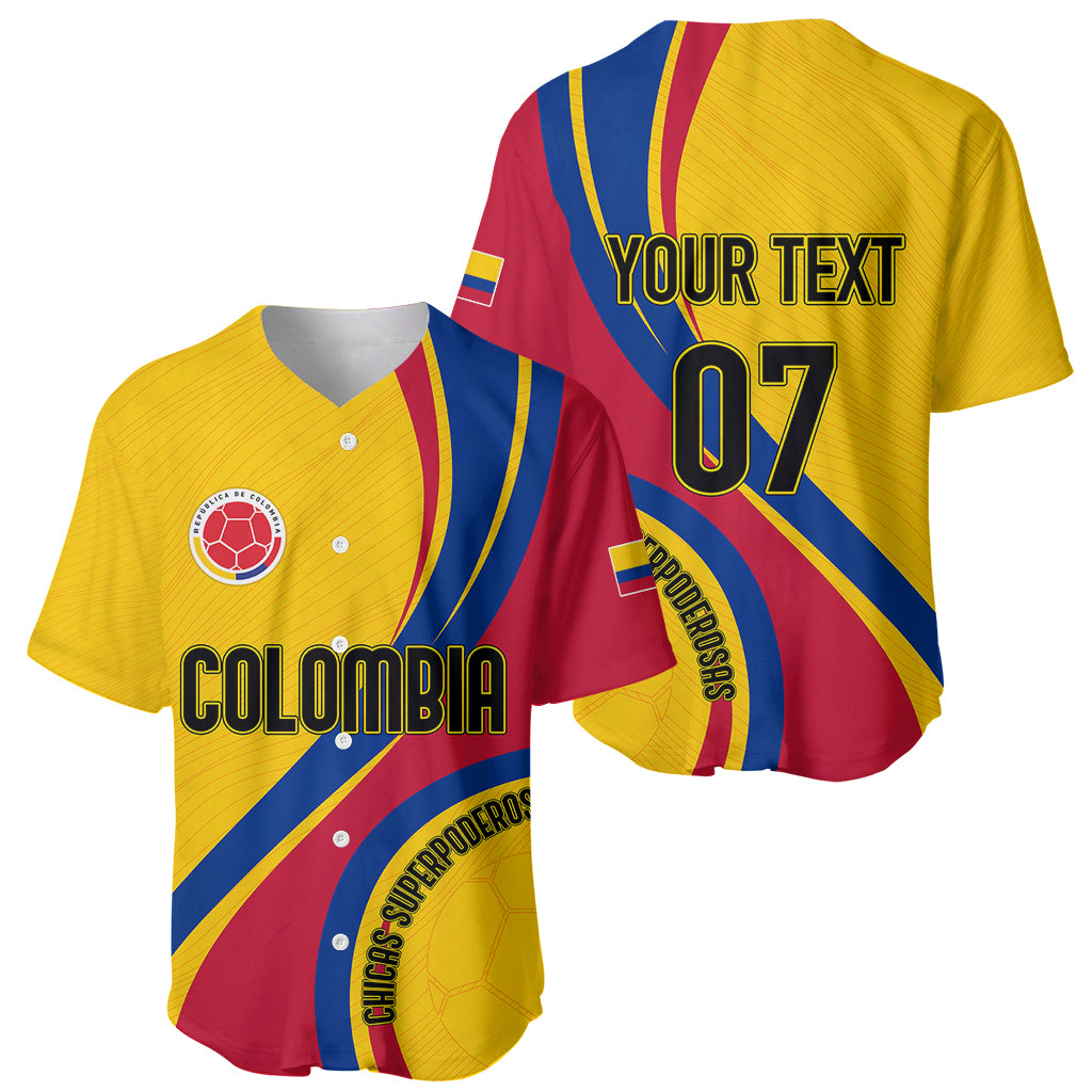 Personalised Colombia Football Baseball Jersey World Cup 2023 Chicas Superpoderosas LT7 - Wonder Print Shop