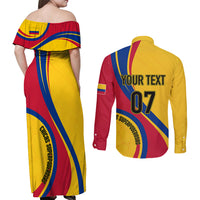 Personalised Colombia Football Couples Matching Off Shoulder Maxi Dress and Long Sleeve Button Shirts World Cup 2023 Chicas Superpoderosas LT7 - Wonder Print Shop
