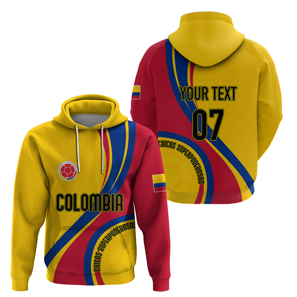 Personalised Colombia Football Hoodie World Cup 2023 Chicas Superpoderosas - Wonder Print Shop