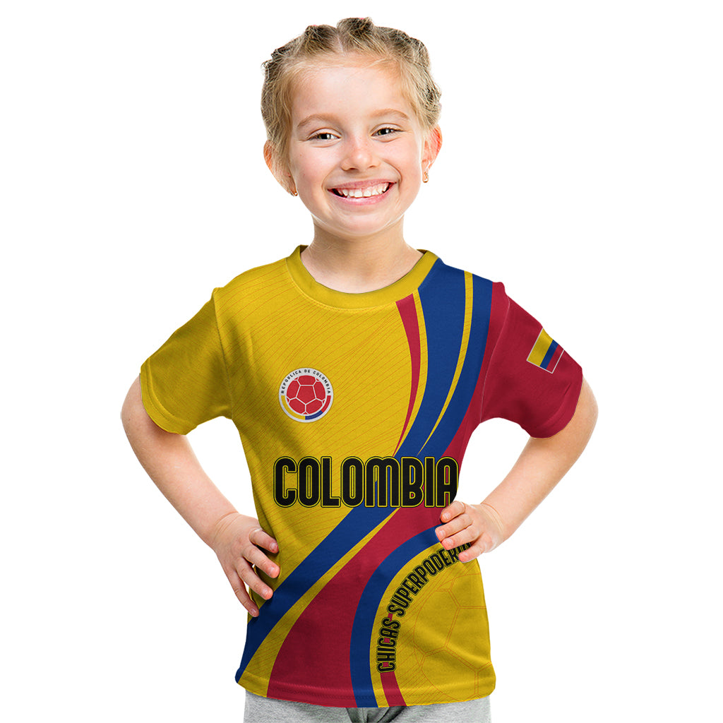 Personalised Colombia Football Kid T Shirt World Cup 2023 Chicas Superpoderosas - Wonder Print Shop