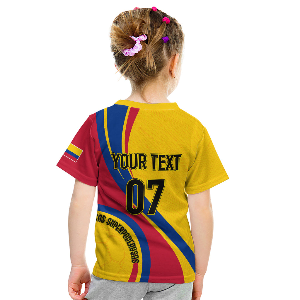 Personalised Colombia Football Kid T Shirt World Cup 2023 Chicas Superpoderosas - Wonder Print Shop