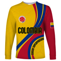 Personalised Colombia Football Long Sleeve Shirt World Cup 2023 Chicas Superpoderosas - Wonder Print Shop