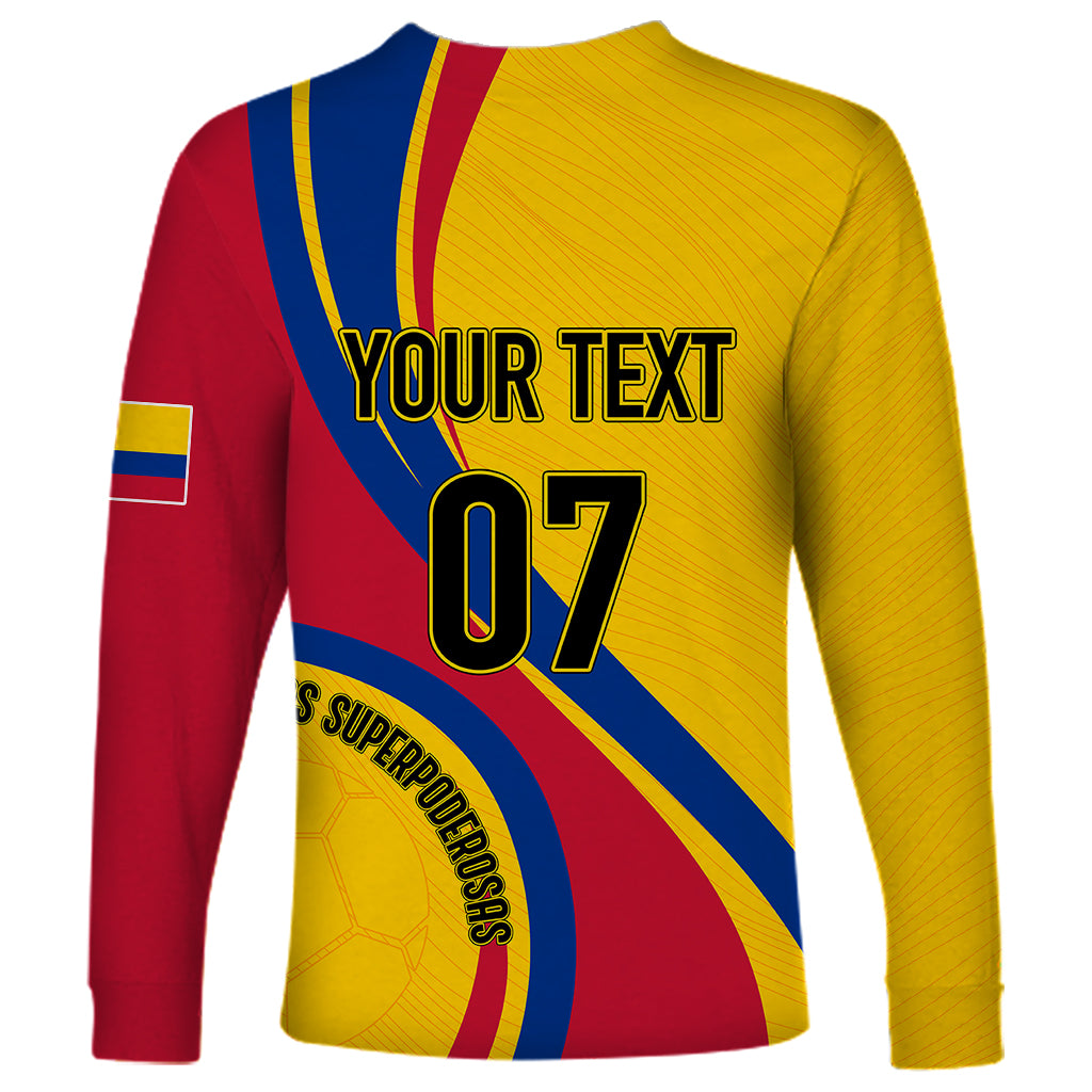 Personalised Colombia Football Long Sleeve Shirt World Cup 2023 Chicas Superpoderosas - Wonder Print Shop