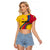 Personalised Colombia Football Raglan Cropped T Shirt World Cup 2023 Chicas Superpoderosas - Wonder Print Shop