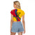 Personalised Colombia Football Raglan Cropped T Shirt World Cup 2023 Chicas Superpoderosas - Wonder Print Shop
