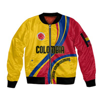 Personalised Colombia Football Sleeve Zip Bomber Jacket World Cup 2023 Chicas Superpoderosas - Wonder Print Shop