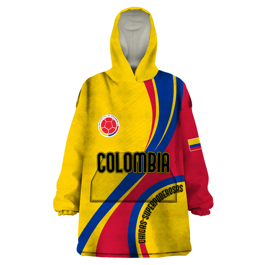 Personalised Colombia Football Wearable Blanket Hoodie World Cup 2023 Chicas Superpoderosas - Wonder Print Shop