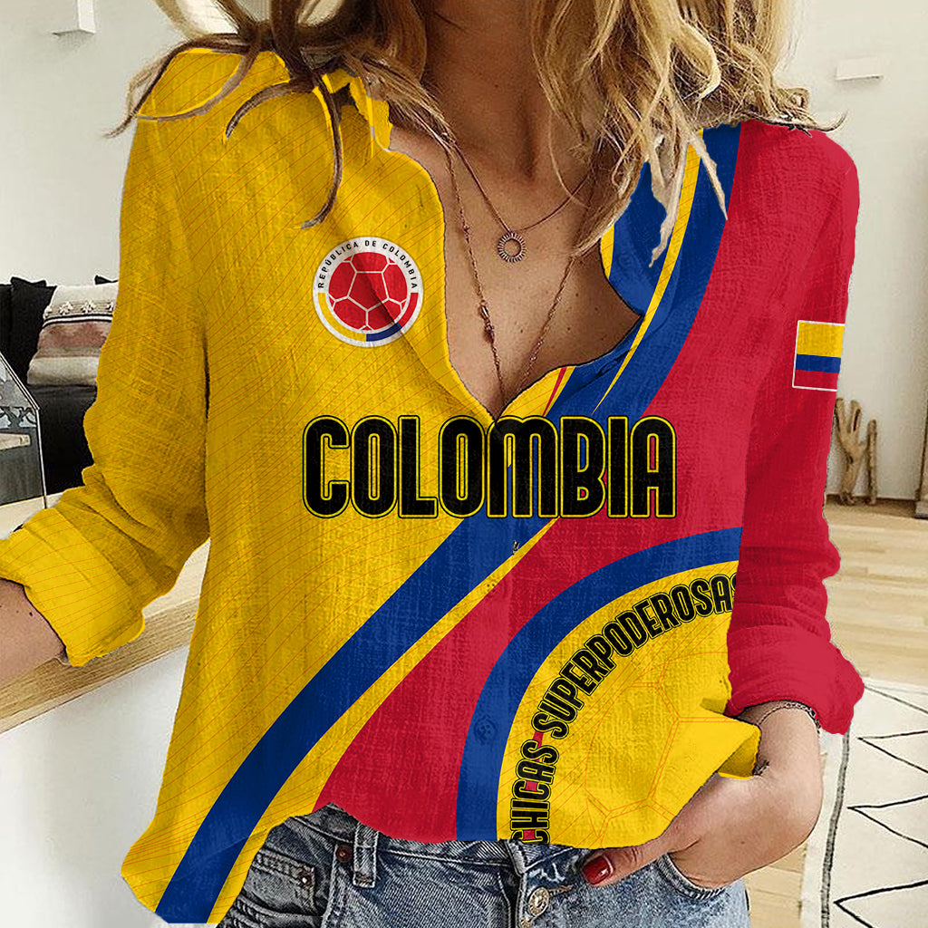 Personalised Colombia Football Women Casual Shirt World Cup 2023 Chicas Superpoderosas - Wonder Print Shop